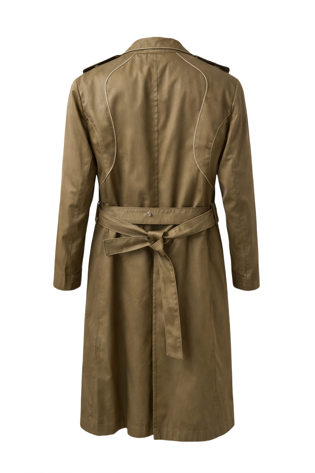 1980s Khaki Brown Cotton Trench Coat - Back View