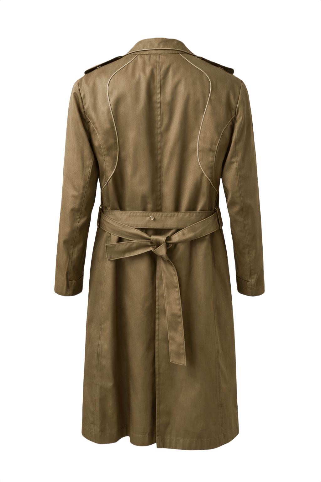 1980s Khaki Brown Cotton Trench Coat - Back View