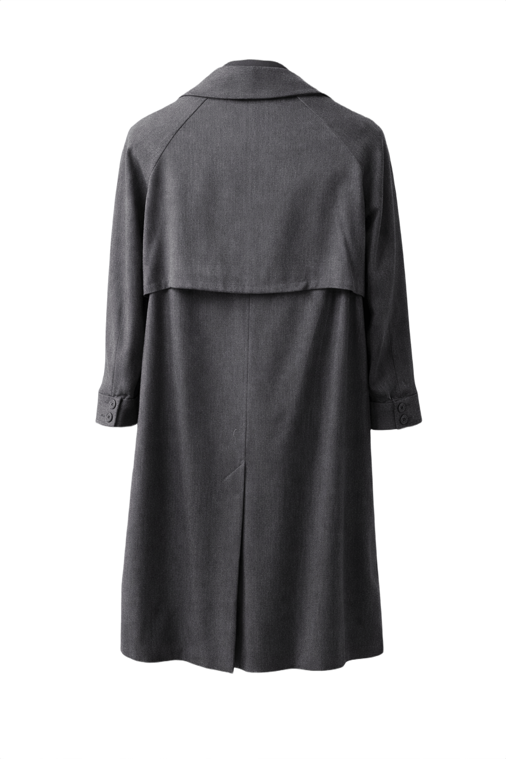 1980s Charcoal Grey Wool Coat - Back View