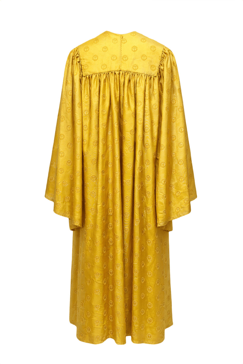 1950s Golden Yellow Silk-like Robe - Back View