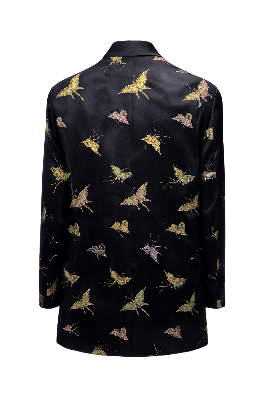 1970s Black Silk Jacket - Back View