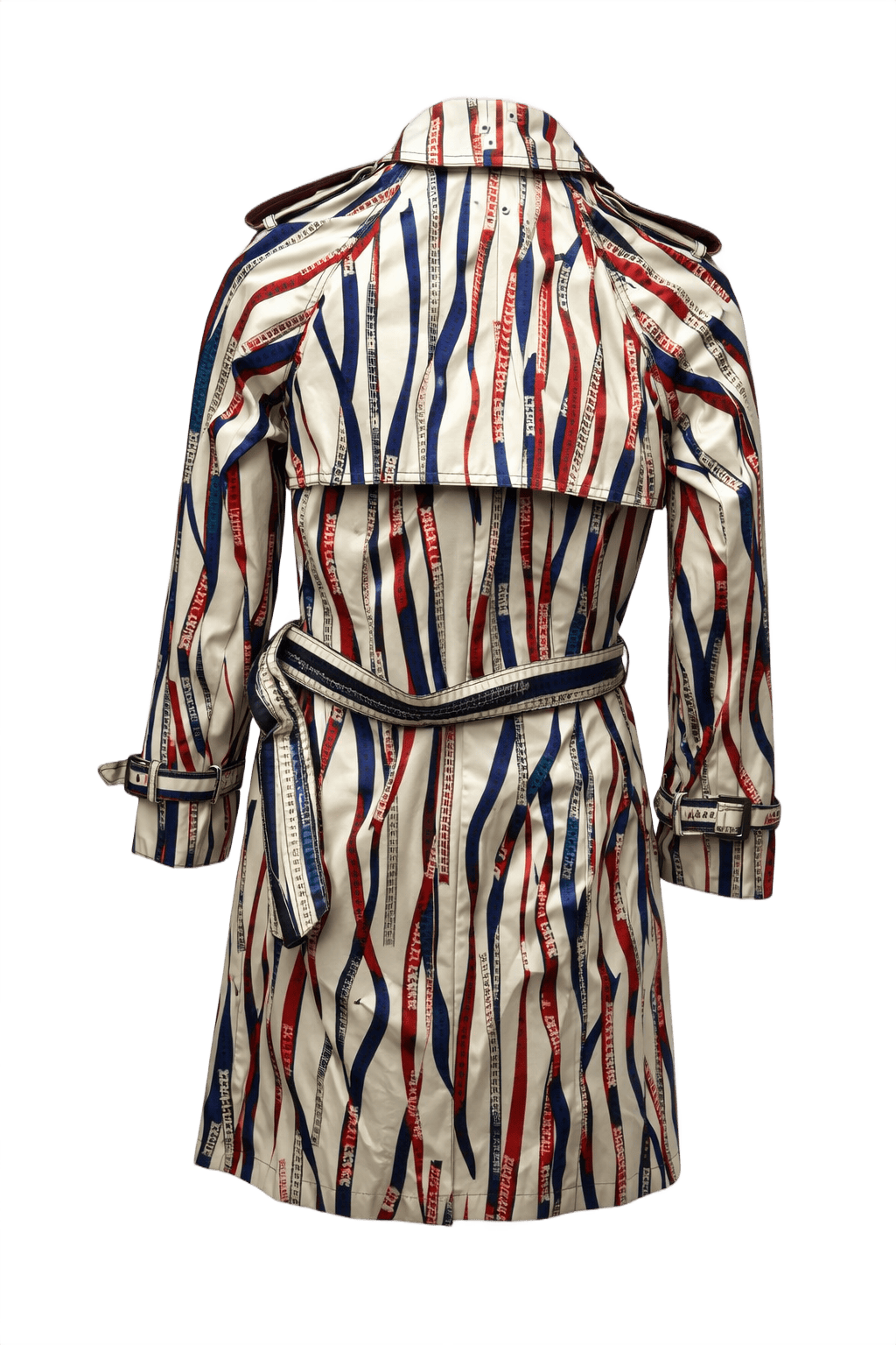 1990s Cream Synthetic Trench Coat - Back View
