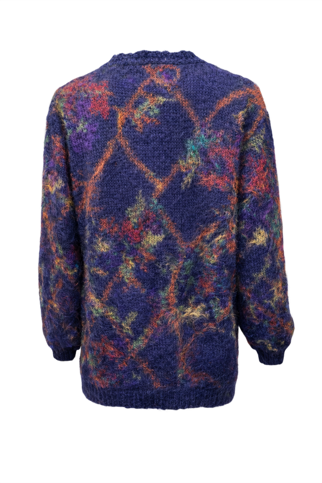 1980s Deep Navy Mohair Cardigan - Back View