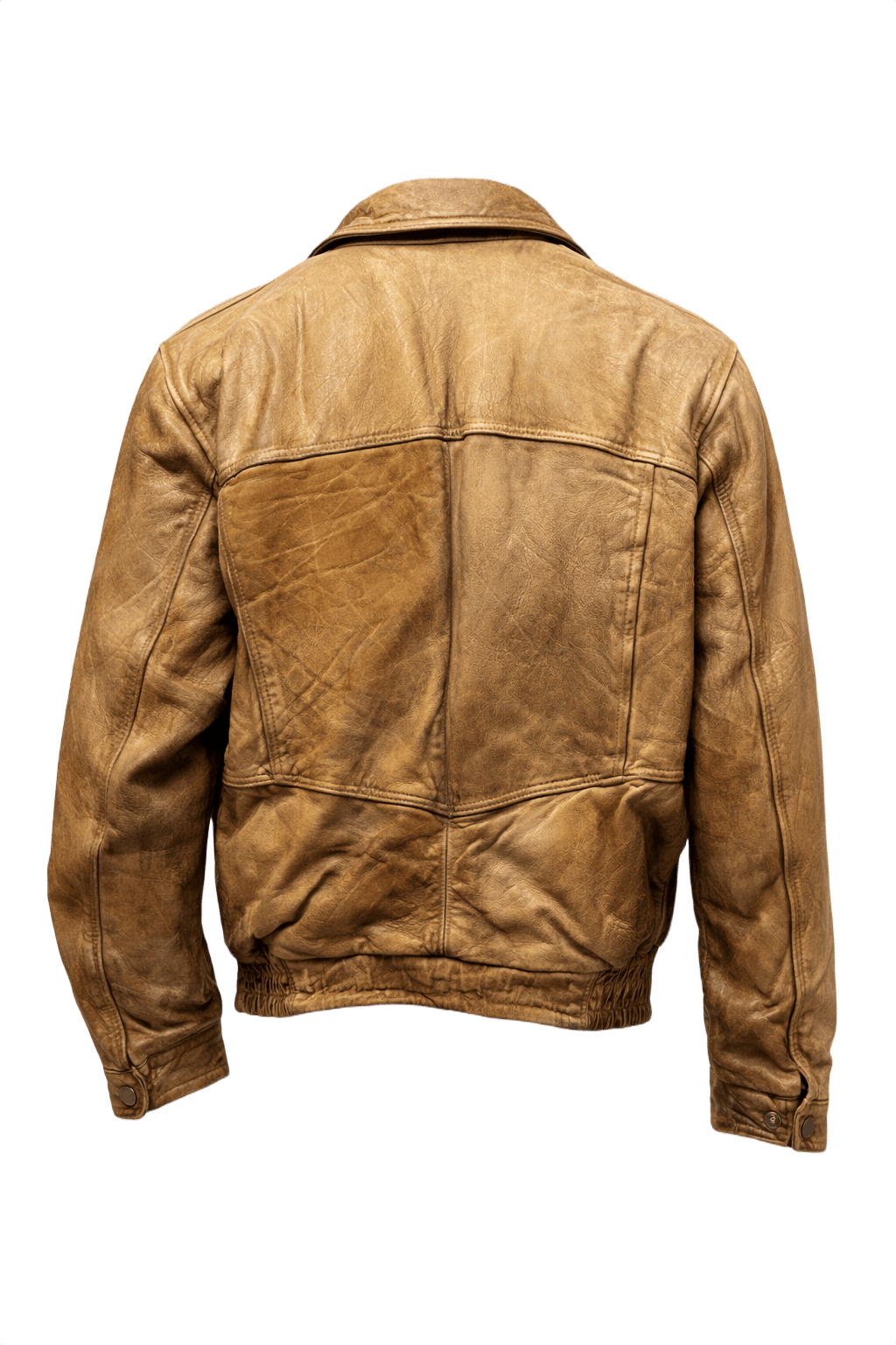 1990s Tan Leather Bomber Jacket - Back View