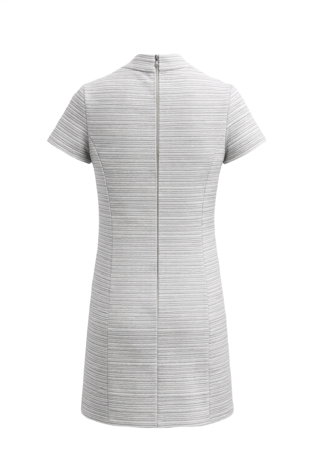 1960s Light Gray Cotton Blend Shift Dress - Back View