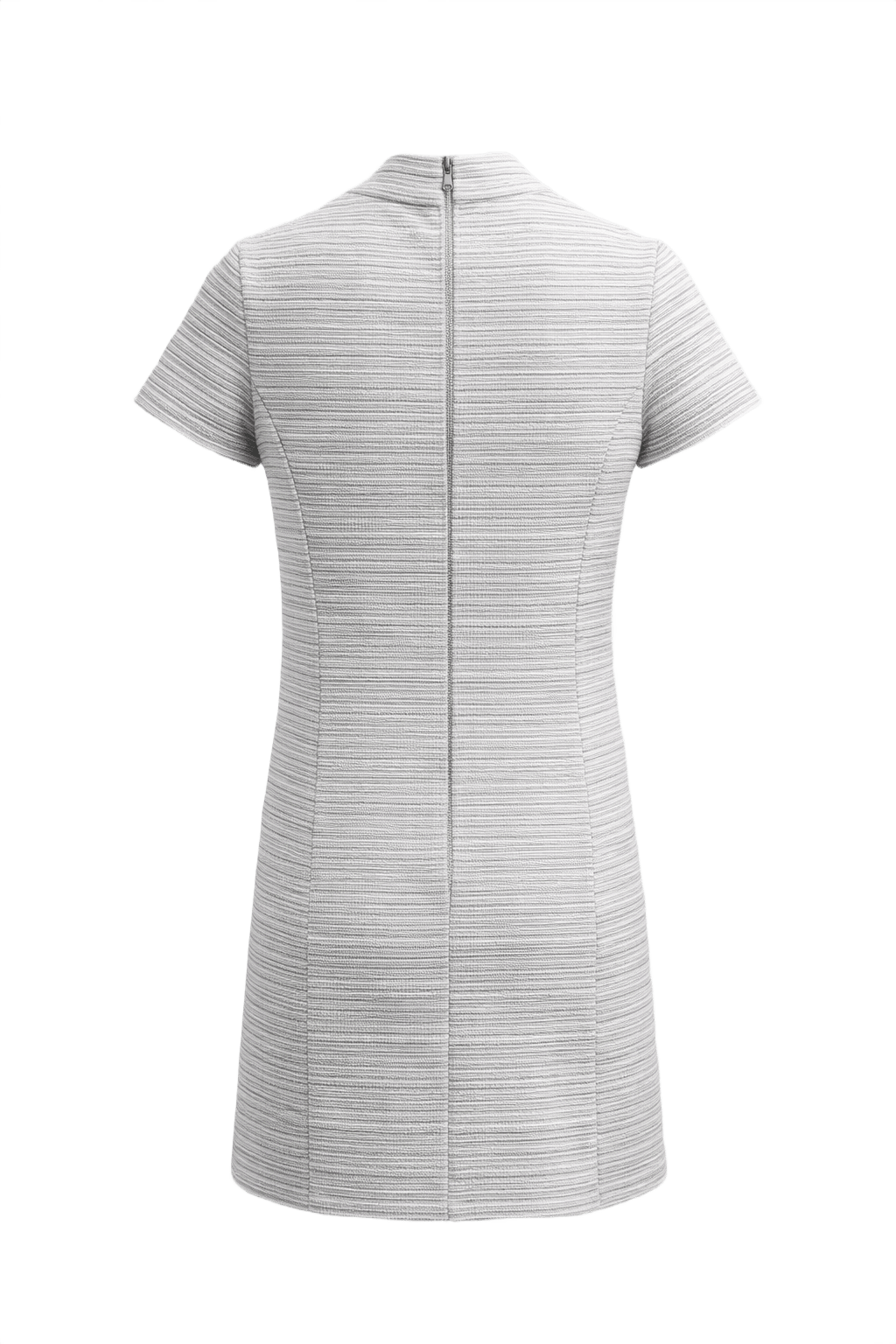 1960s Light Gray Cotton Blend Shift Dress - Back View