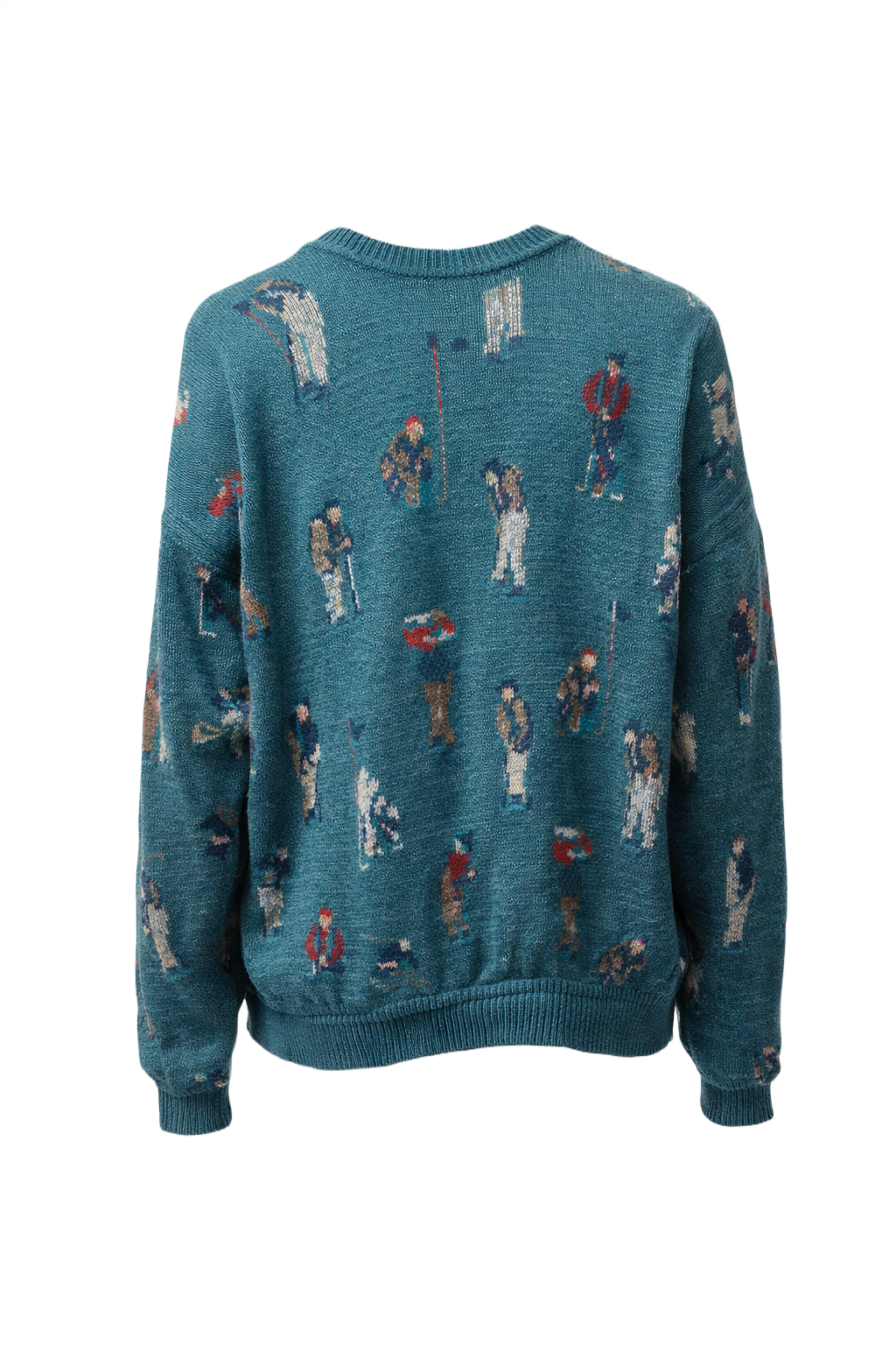 1970s Teal Wool Sweater - Back View