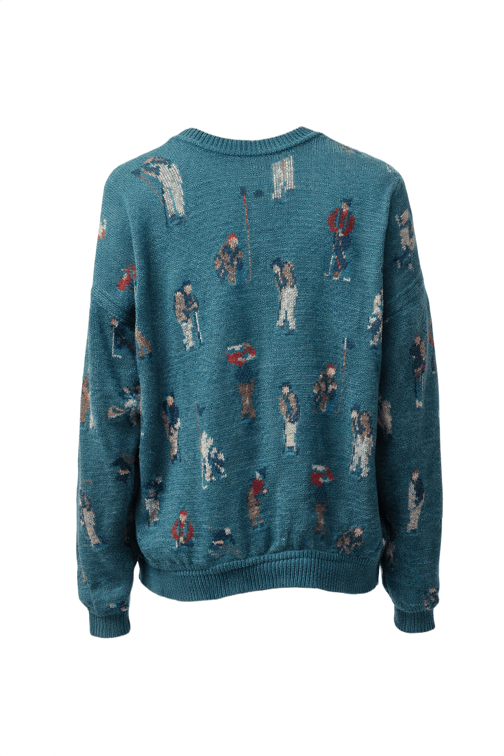 1970s Teal Wool Sweater - Back View