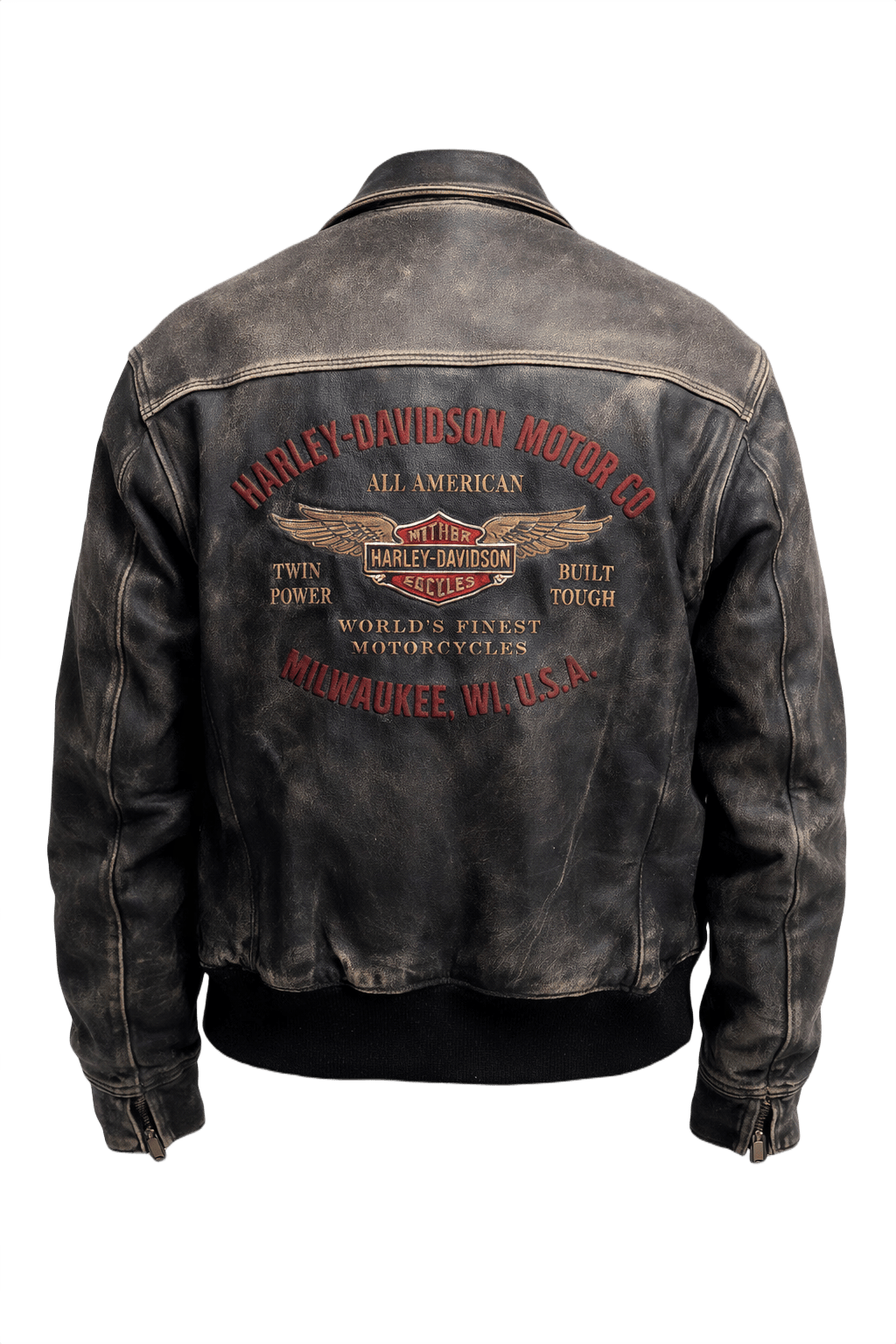 1990s Black Leather Jacket - Back View