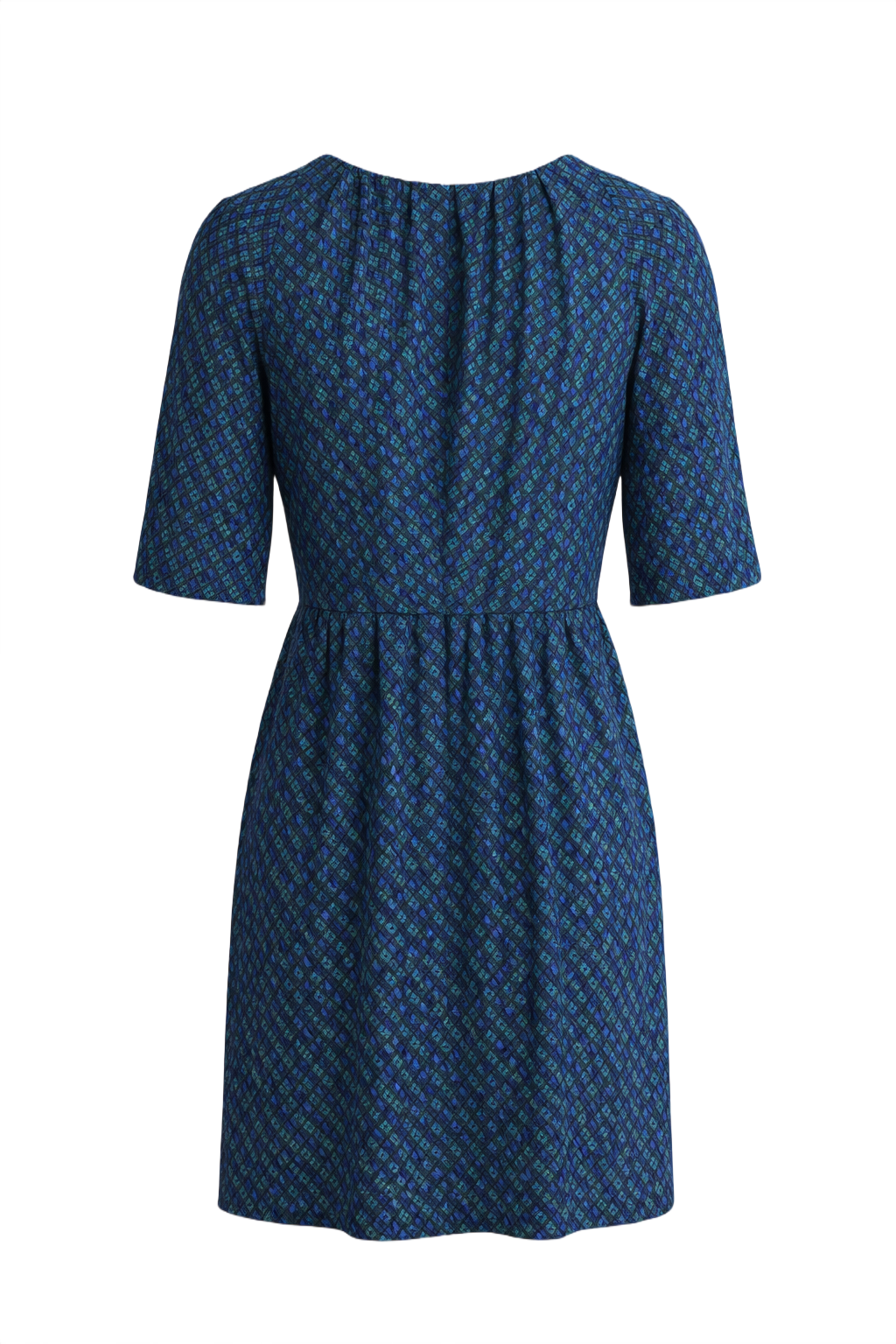 1960s Blue Unknown Dress - Back View
