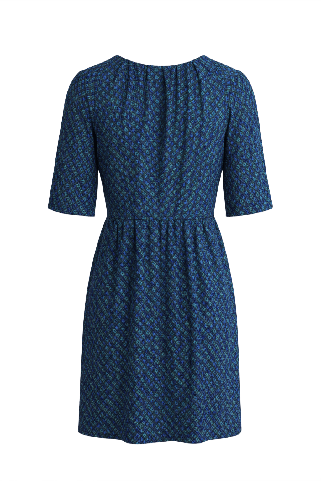 1960s Blue Unknown Dress - Back View