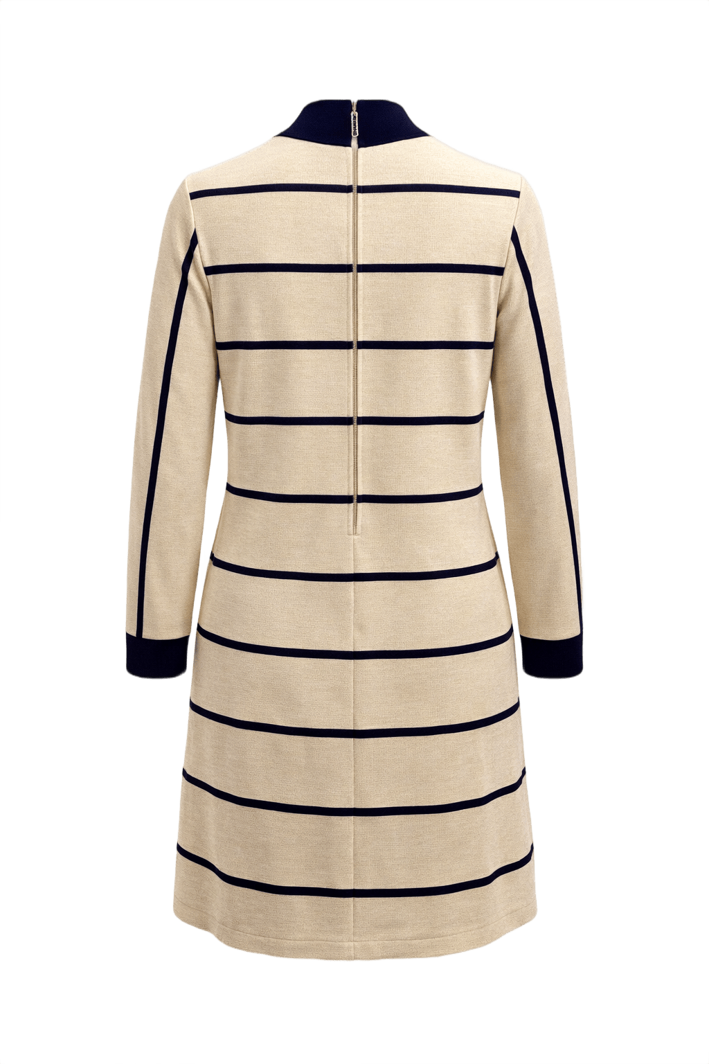 1960s Cream Wool Blend Dress - Back View