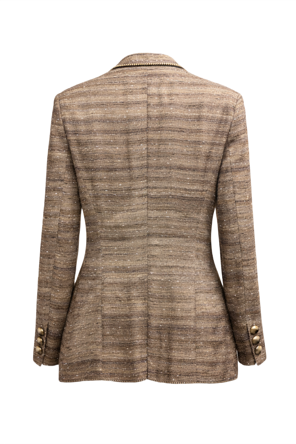 1980s Beige Silk Blend Blazer - Back View