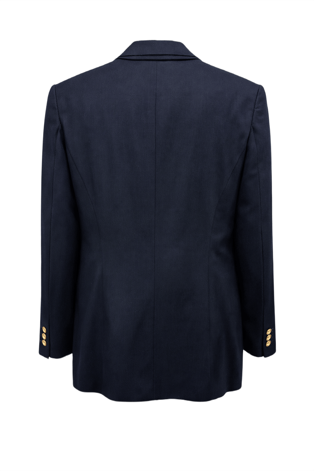 1980s Dark Navy Wool Blazer - Back View