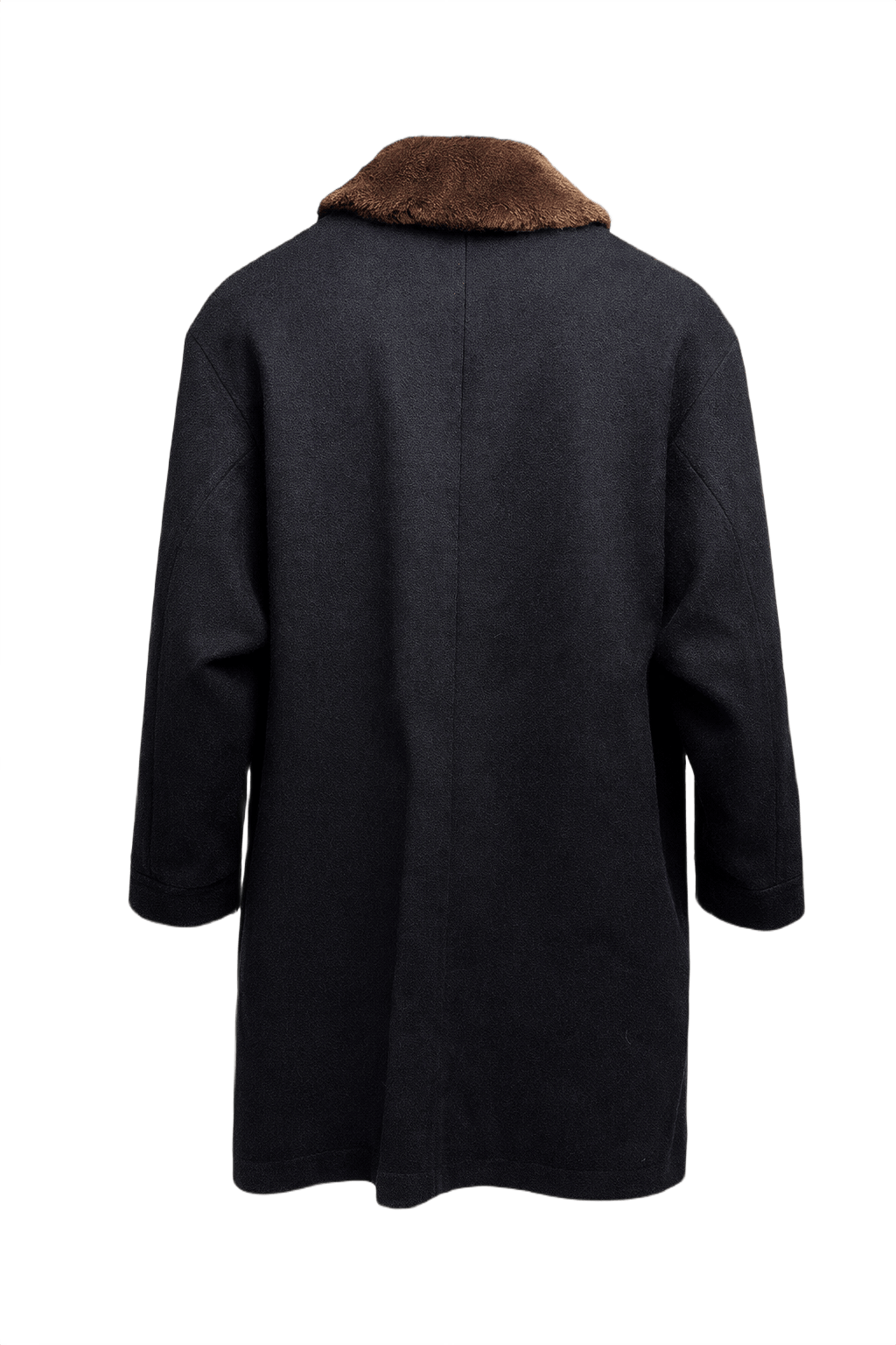 1960s Black Wool Coat - Back View