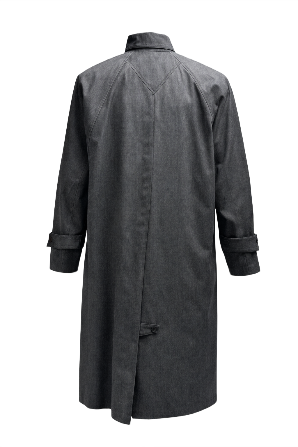 1980s Charcoal Grey Cotton Blend Coat - Back View