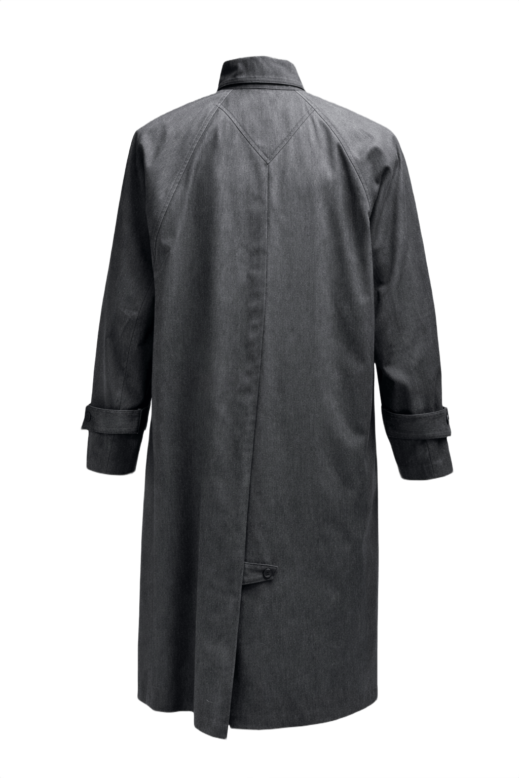1980s Charcoal Grey Cotton Blend Coat - Back View