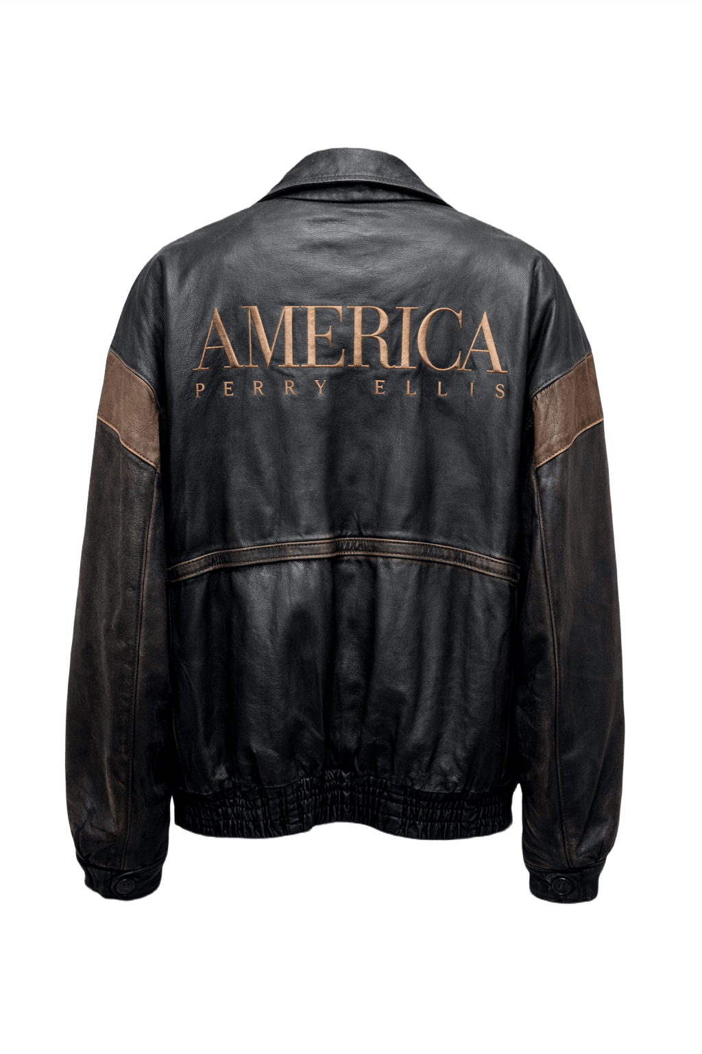 1990s Black Leather Jacket - Back View