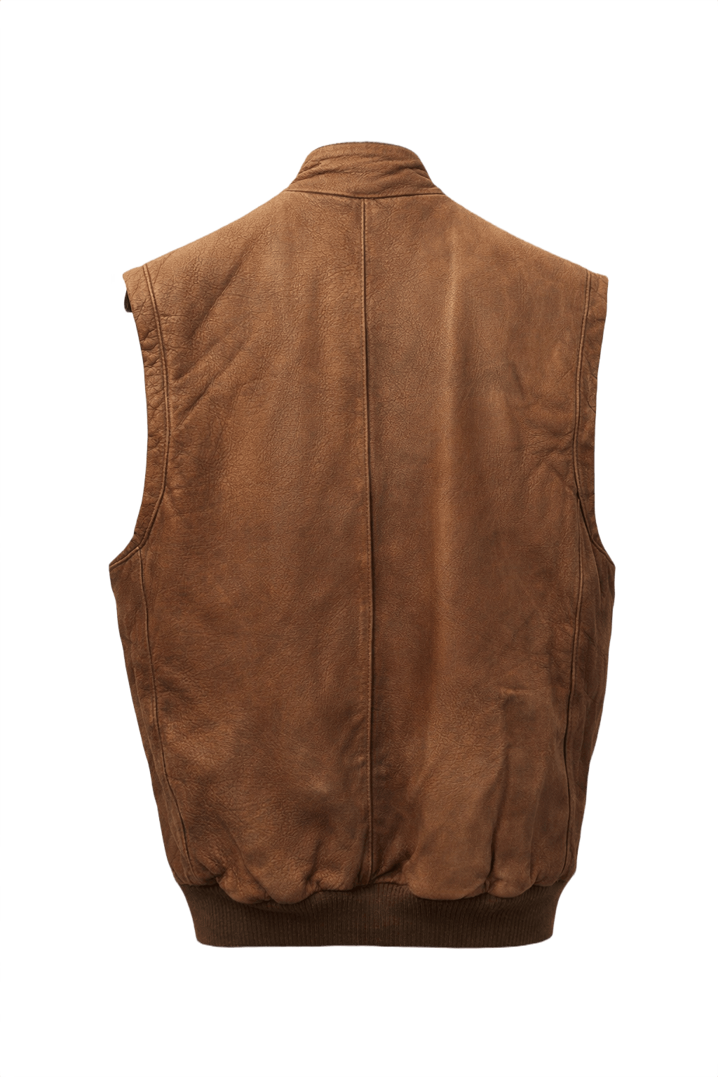 1970s Brown Leather Vest - Back View