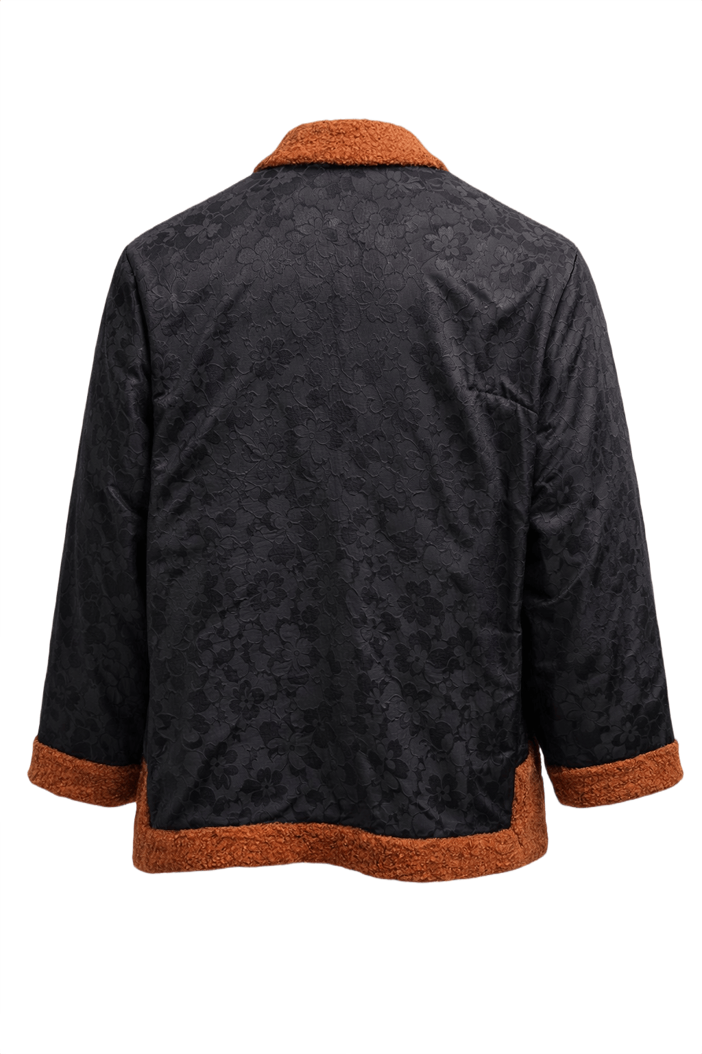 1970s Black Brocade Jacket - Back View