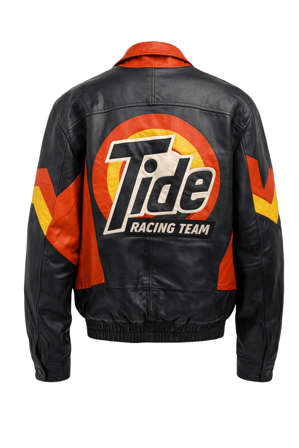 1990s Black Orange Leather Jacket - Back View