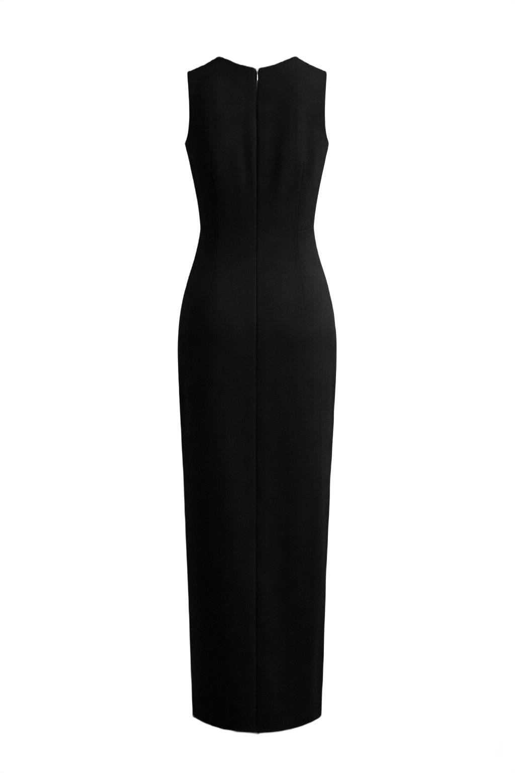 1990s Black Smooth Maxi Dress - Back View