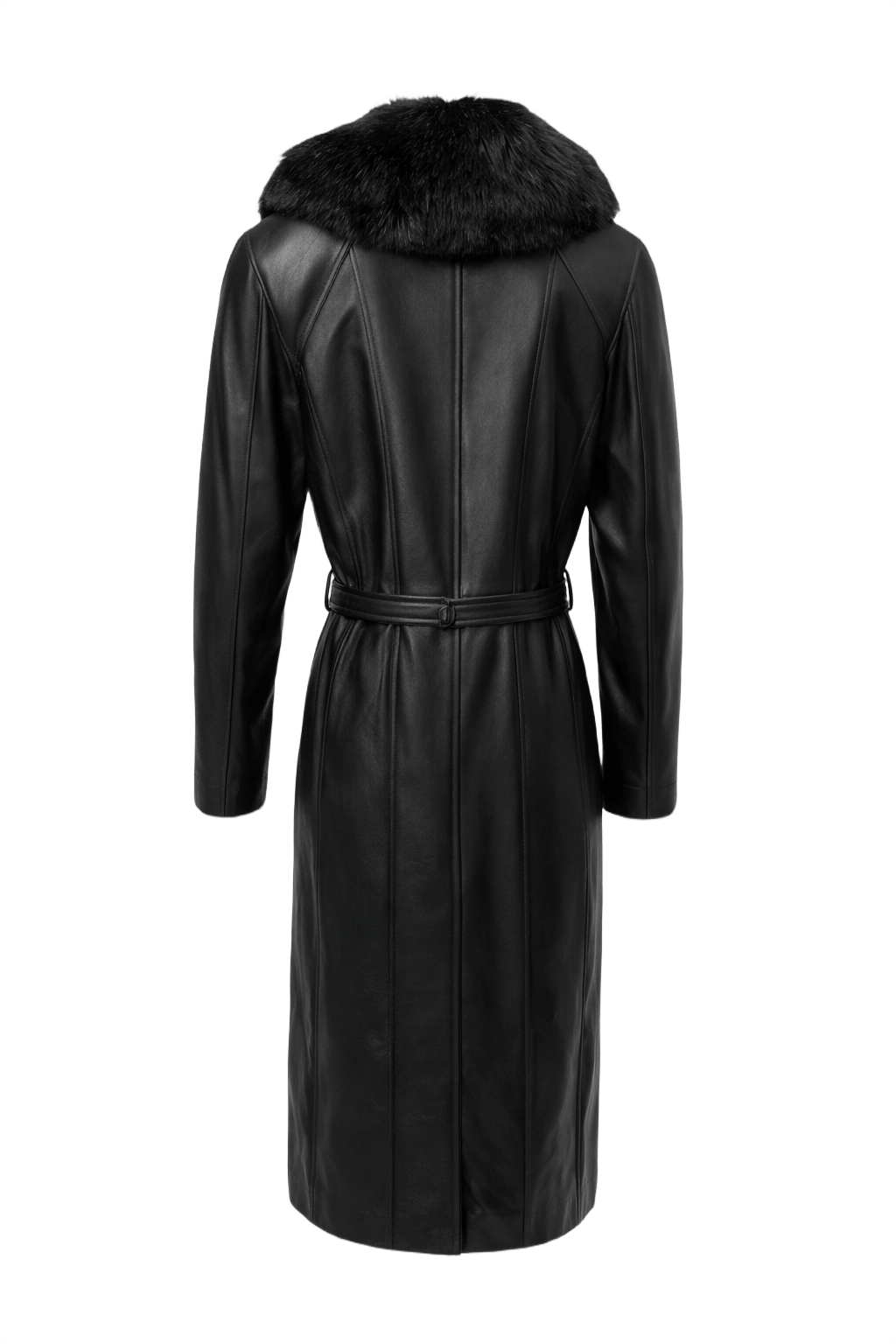 1990s Black Leather Coat - Back View