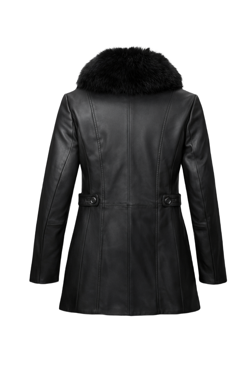 1990s Black Leather Coat - Back View
