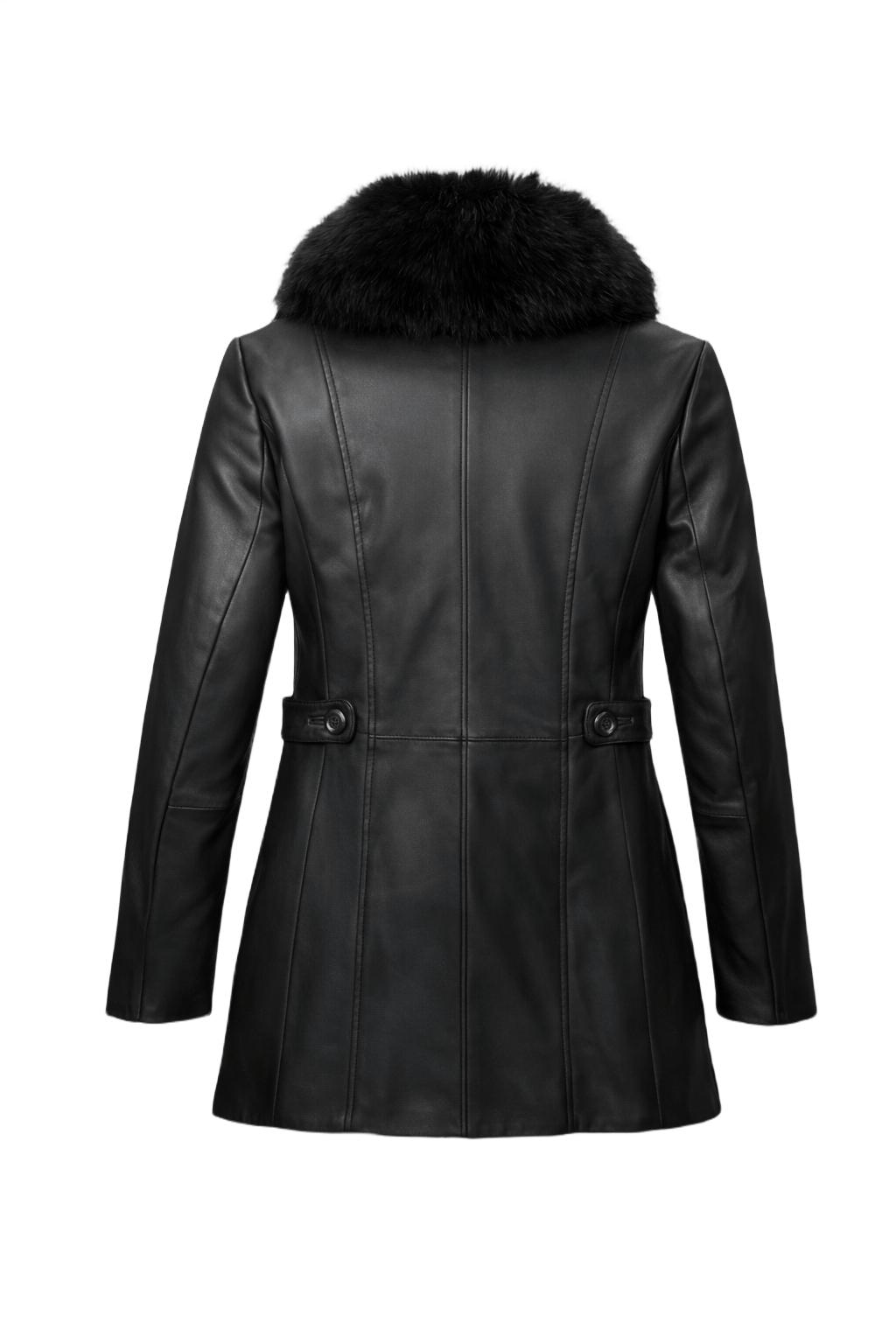 1990s Black Leather Coat - Back View