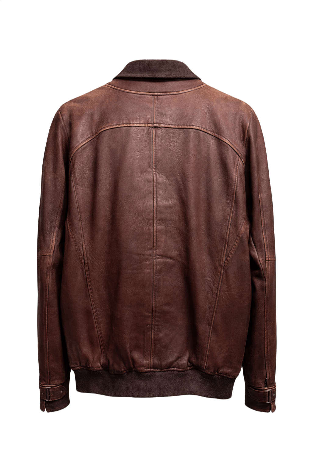 1980s Brown Leather Jacket - Back View