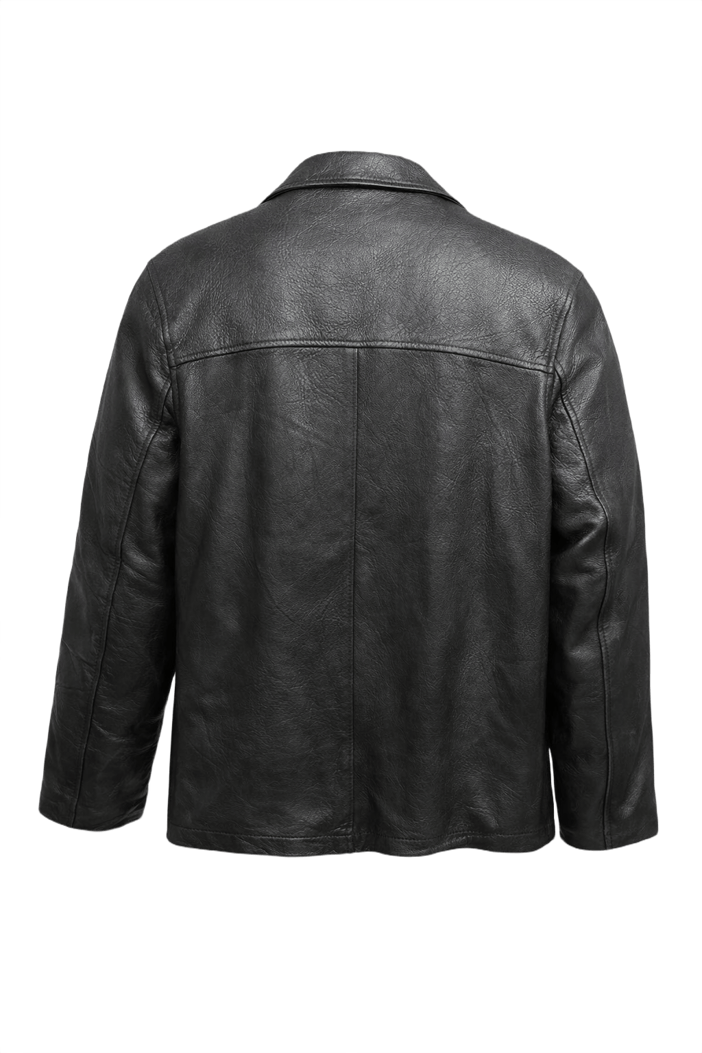 1980s Black Leather Jacket - Back View