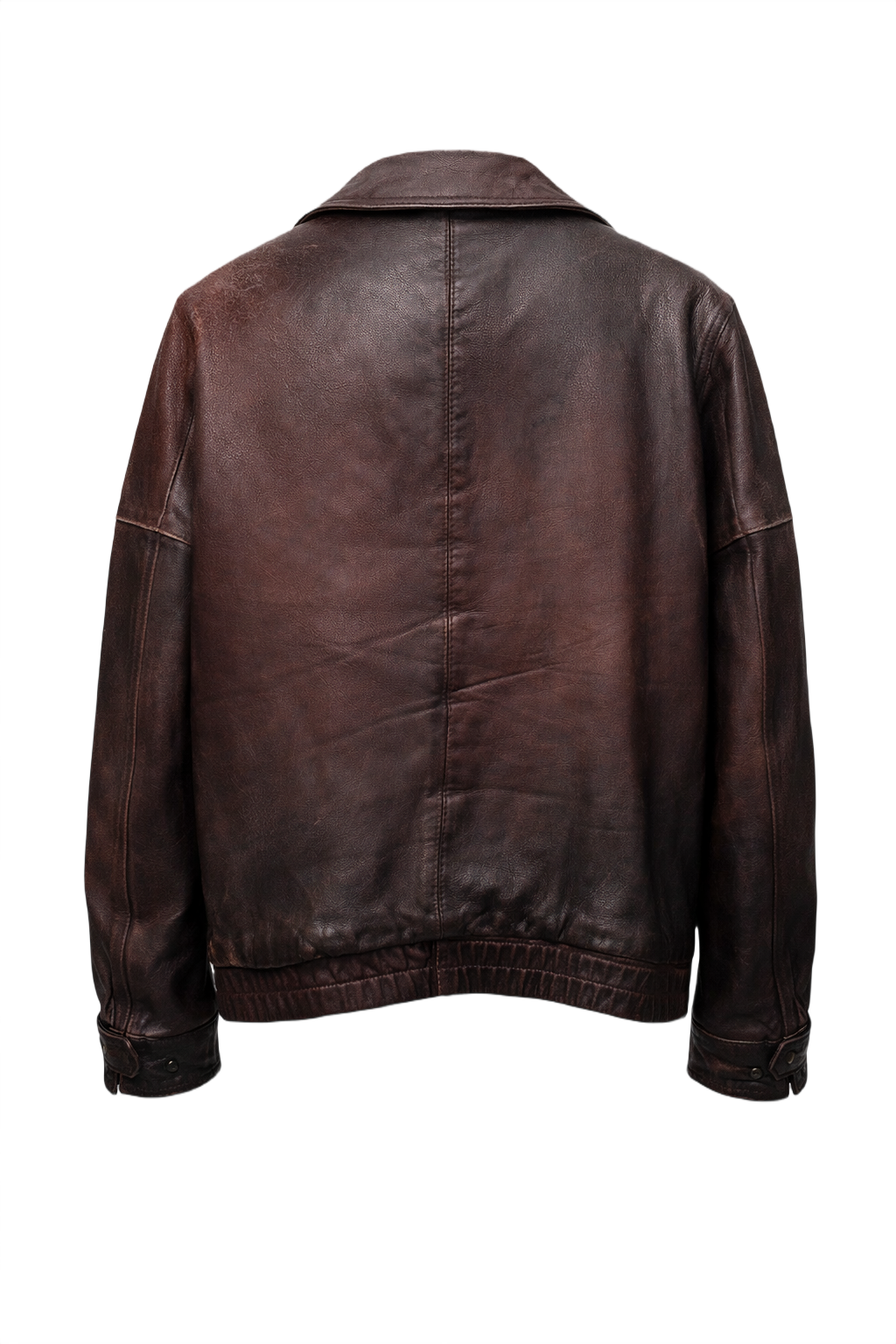 1960s Dark Brown Leather Jacket - Back View