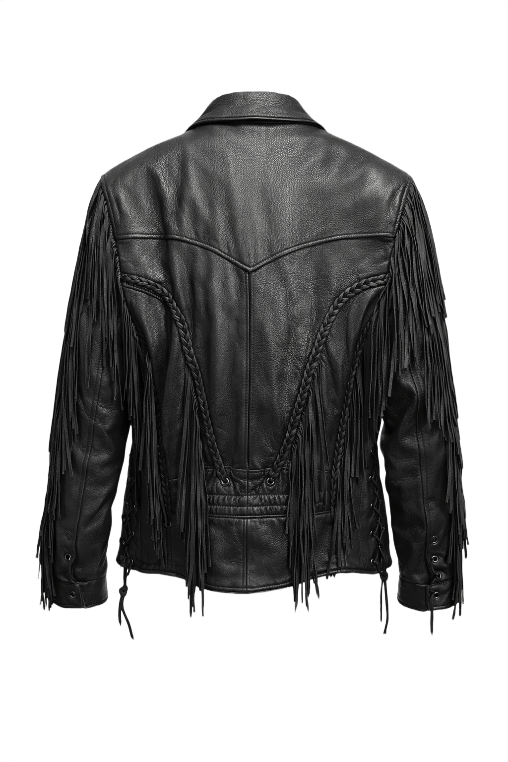 1970s Black Leather Jacket - Back View