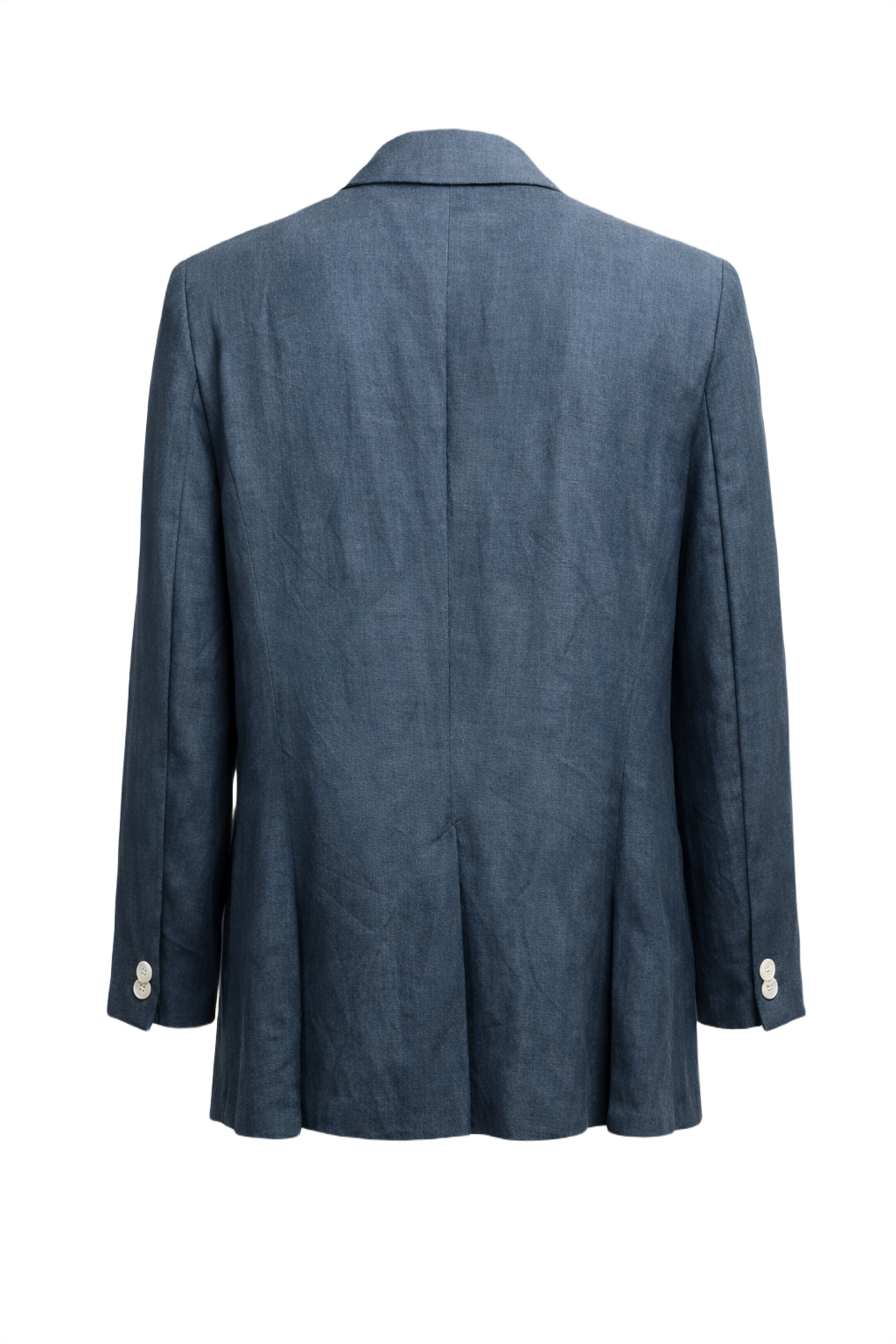 1990s Dark Blue Linen Blazer - Back View