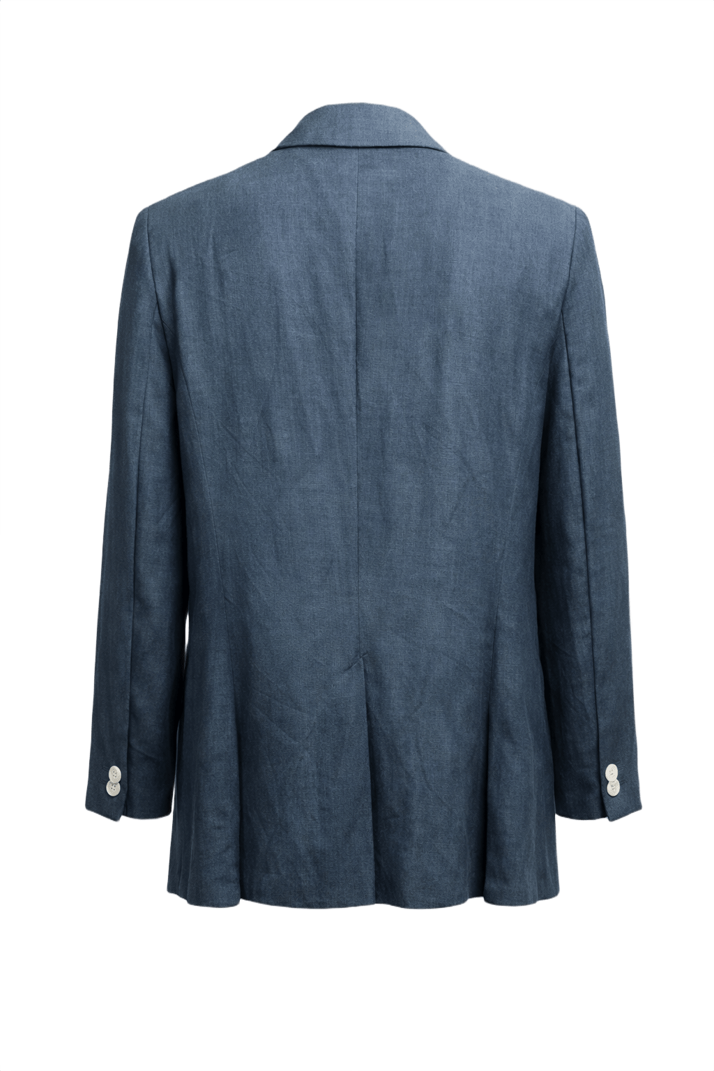 1990s Dark Blue Linen Blazer - Back View