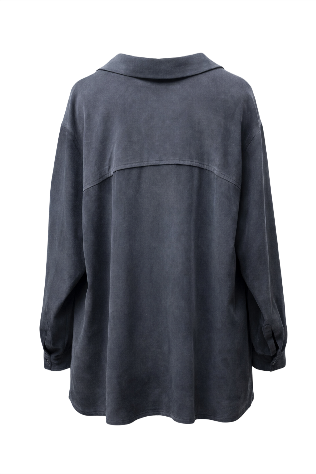 1990s Charcoal Grey Suede Blouse - Back View