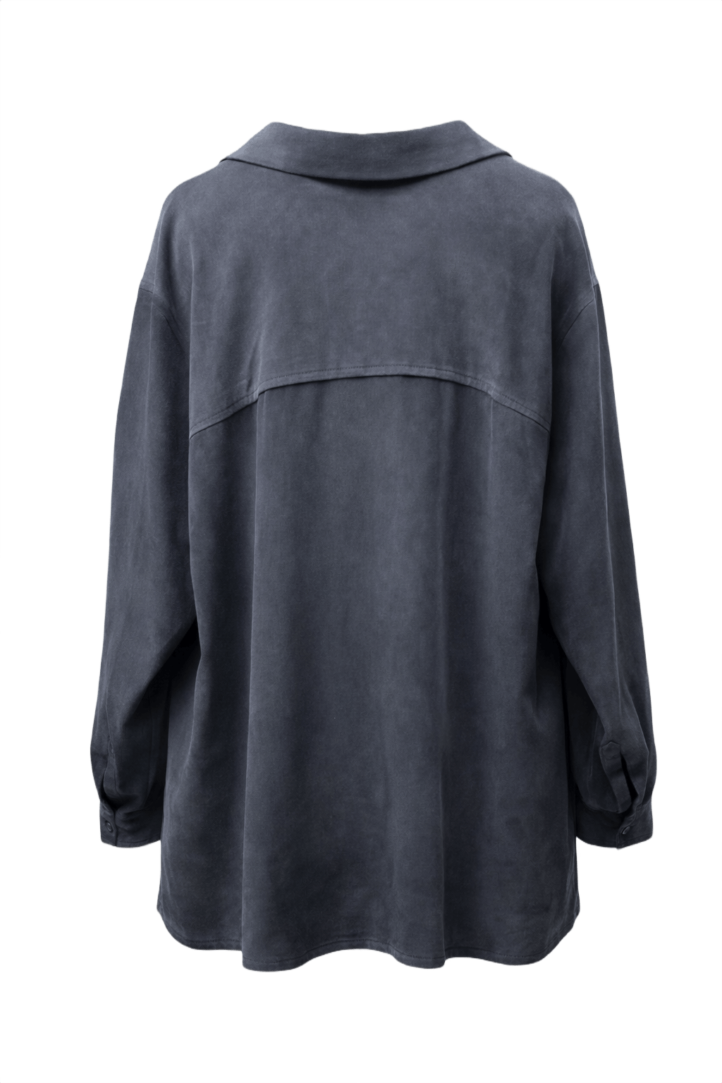 1990s Charcoal Grey Suede Blouse - Back View