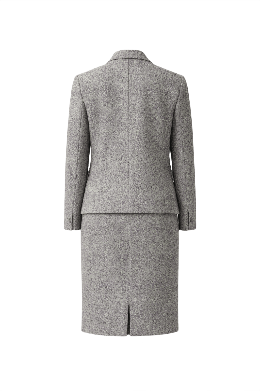 1960s Grey Tweed Blazer and Skirt Set - Back View