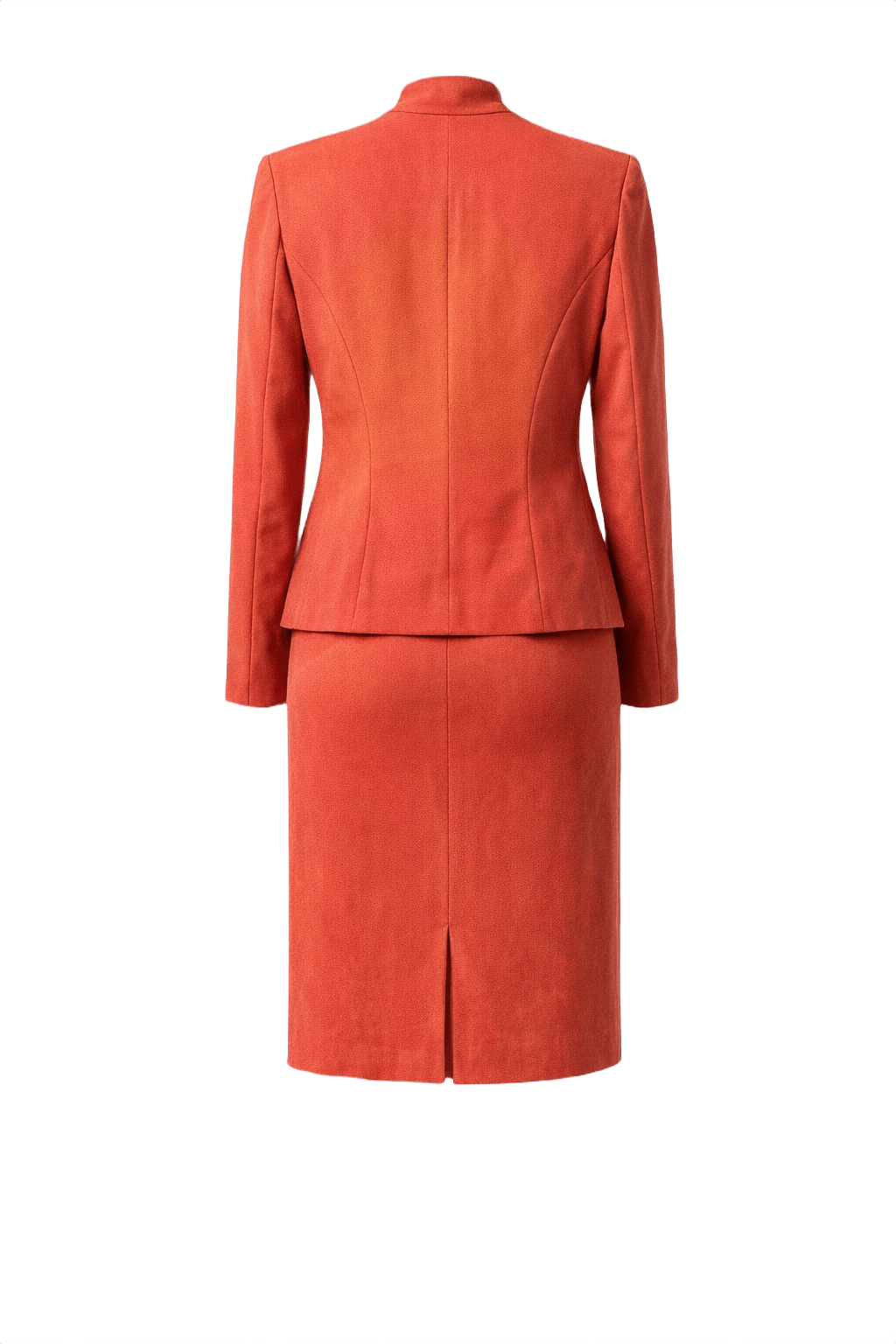1990s Coral Synthetic Blend Blazer & Skirt Set - Back View