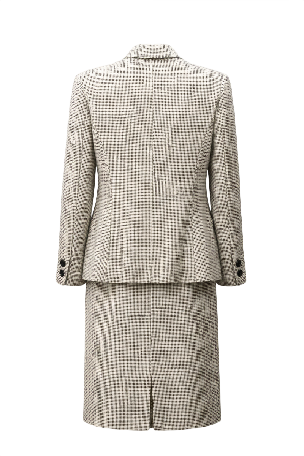 1980s Cream Check Wool 2-Piece Suit - Back View