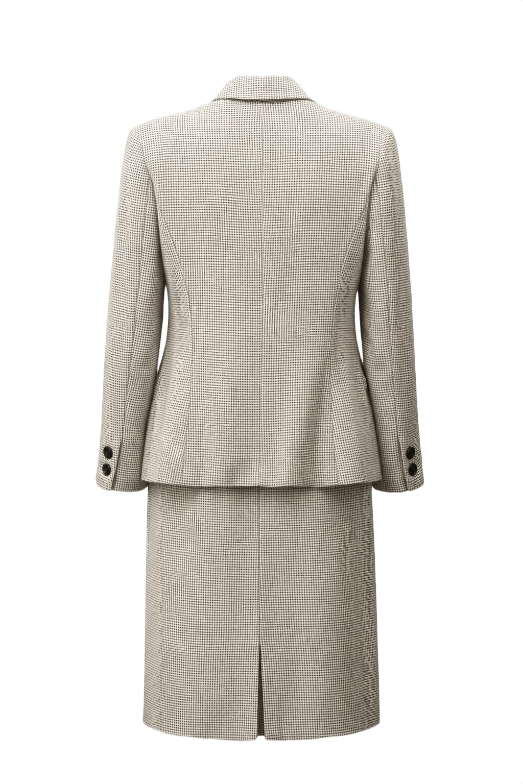 1980s Cream Check Wool 2-Piece Suit - Back View