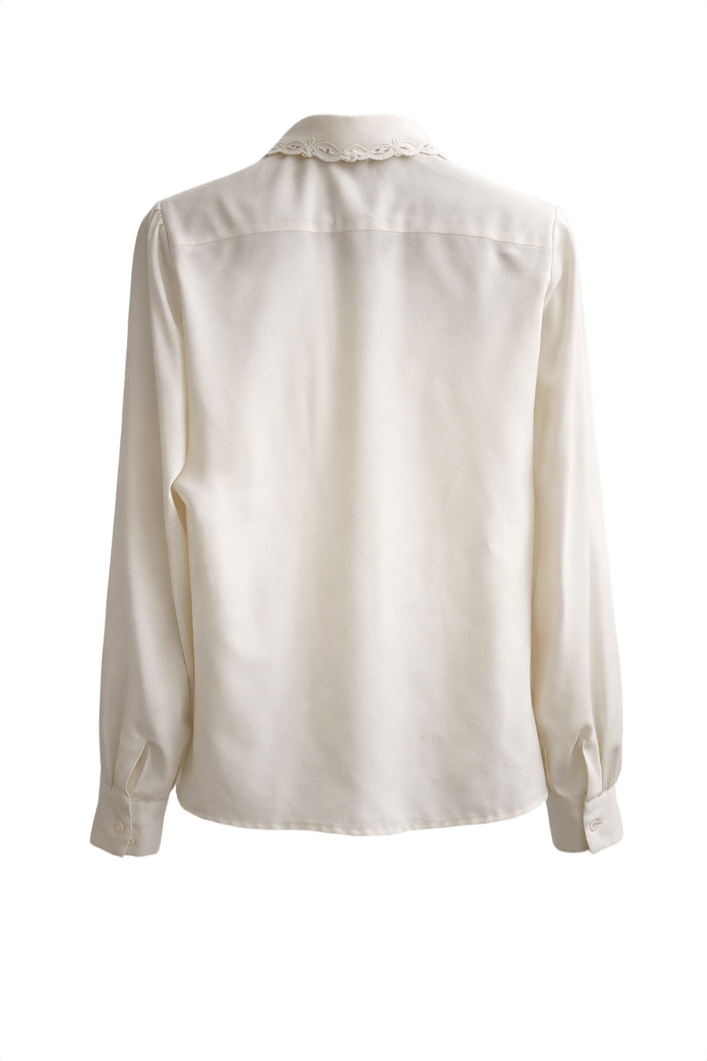 1970s Cream White Silk Blouse - Back View