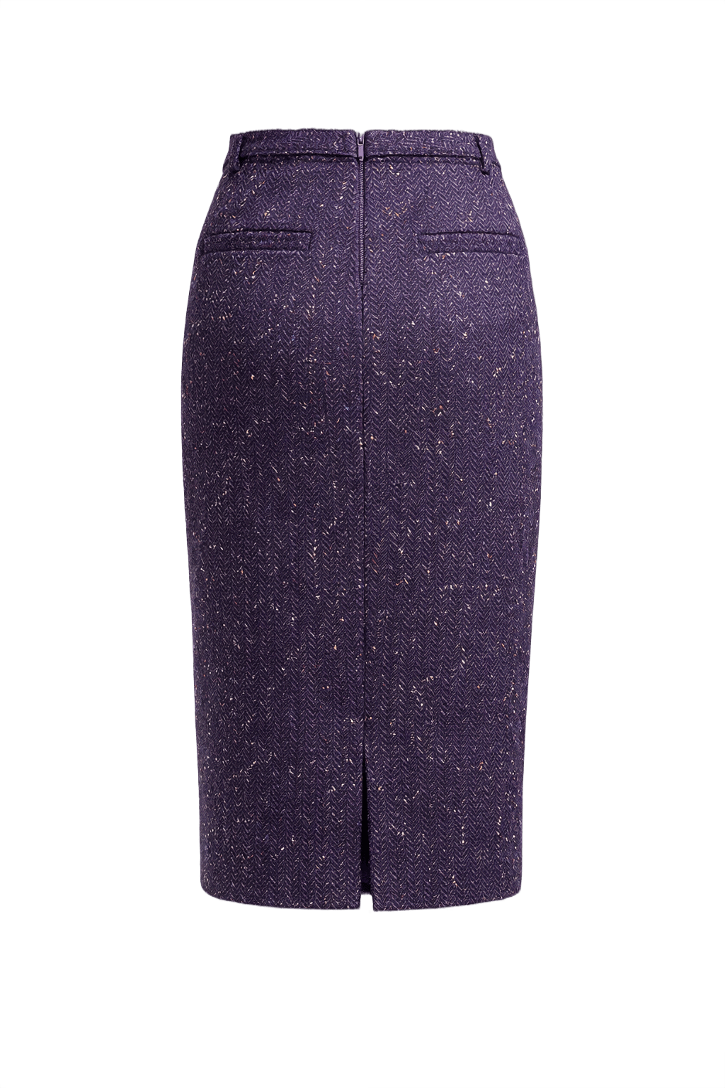 1980s Dark Purple Wool Blend Skirt - Back View