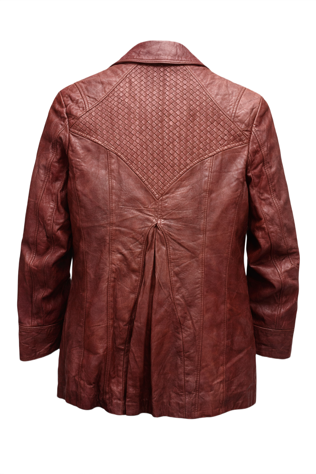 1970s Deep Red Leather Jacket - Back View