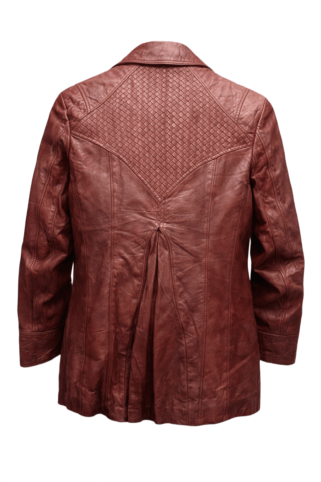 1970s Deep Red Leather Jacket - Back View