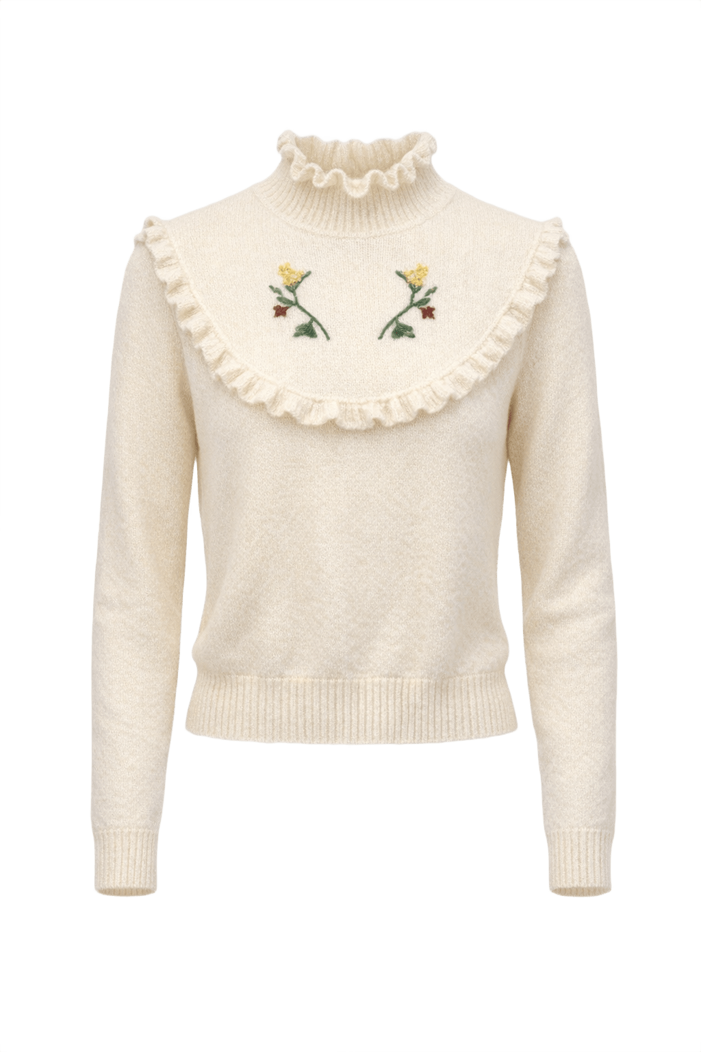 1970s Cream White Wool Sweater - Front View