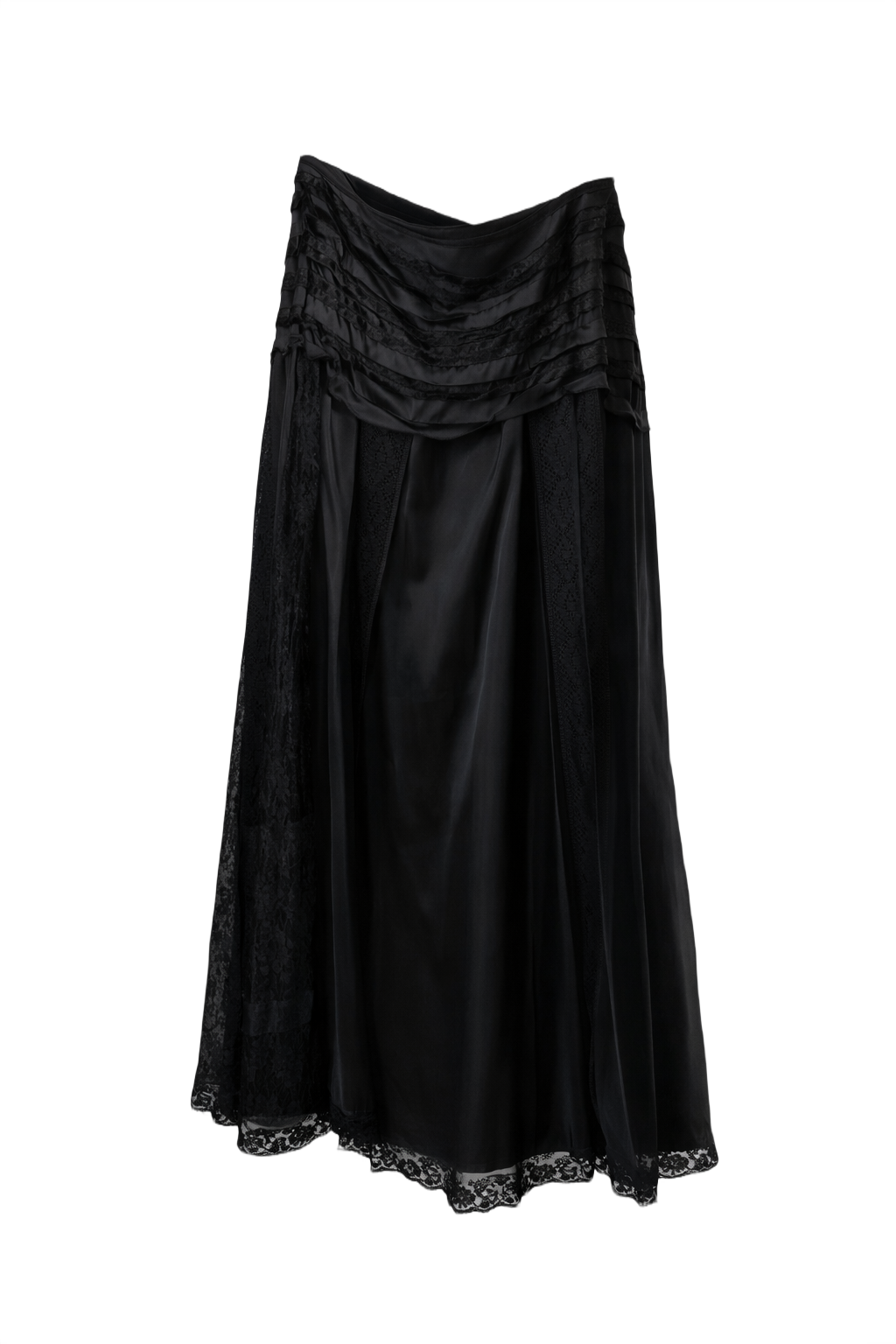 1990s Black Silk Blend Skirt - Front View