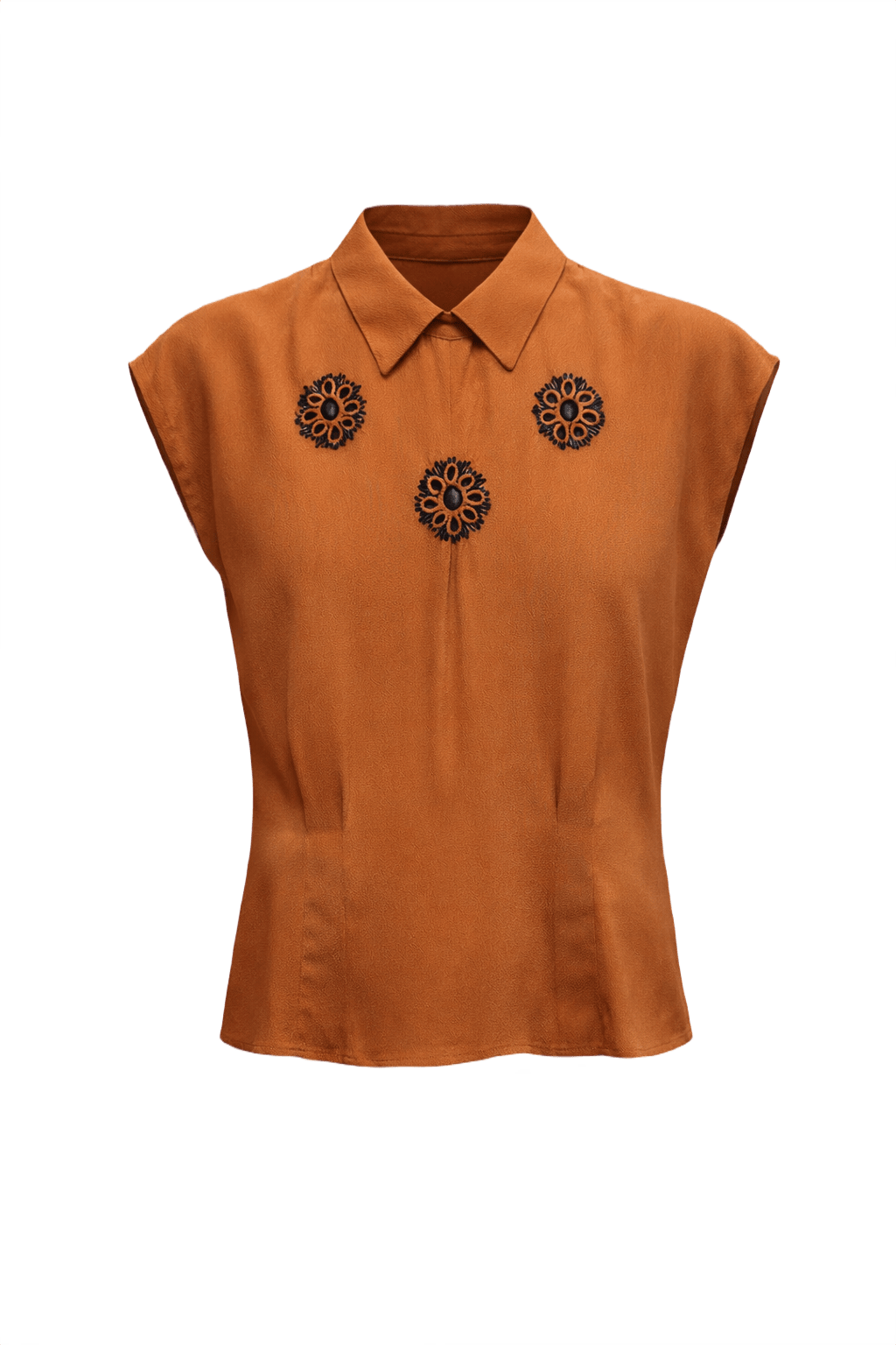 1930s Rust Orange Silk Blouse - Front View