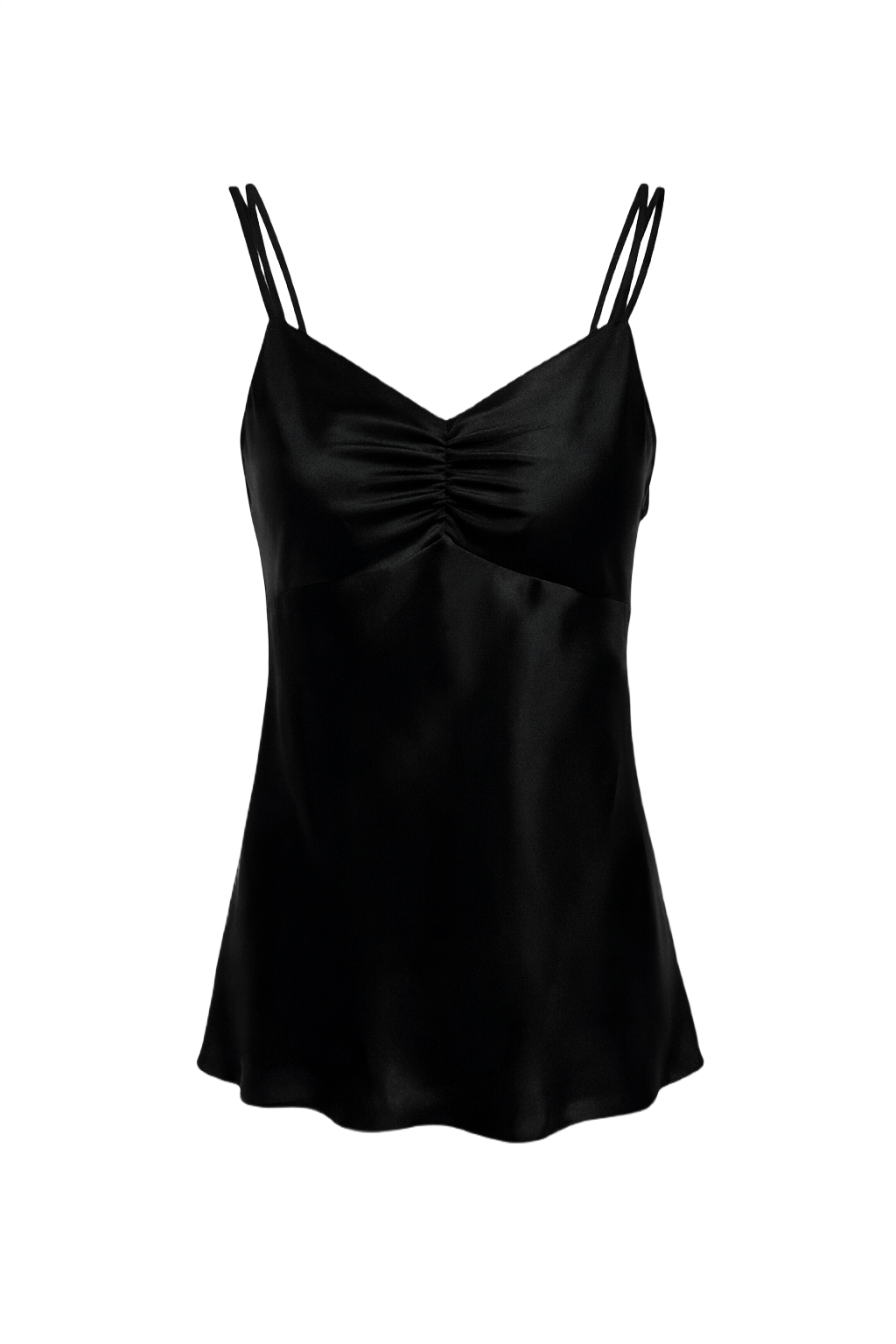 1990s Black Satin Camisole - Front View
