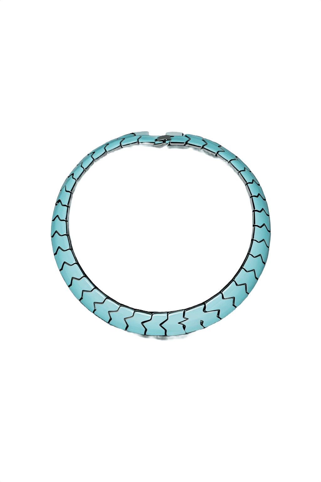 1980s Turquoise Enamel Necklace - Front View